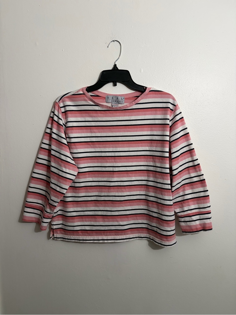 Striped Pink, White & Black Long Sleeve Tee